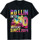 Roller Skates 10th Birthday Girl Rollin Into 10 Awesome 2014 T-Shirt - T-Shirt | Black