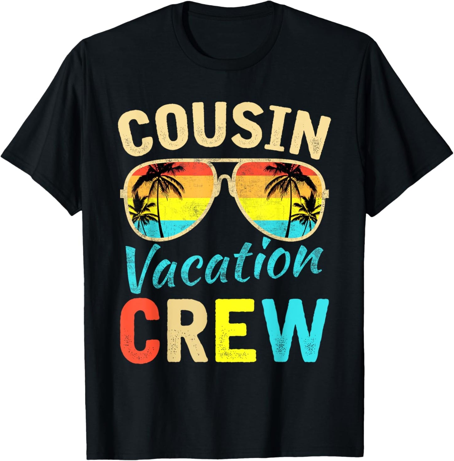 Cousin Crew Family Vacation Summer Vacation Beach Sunglasses Men Women Girls Kids T-Shirt - T-Shirt | Black