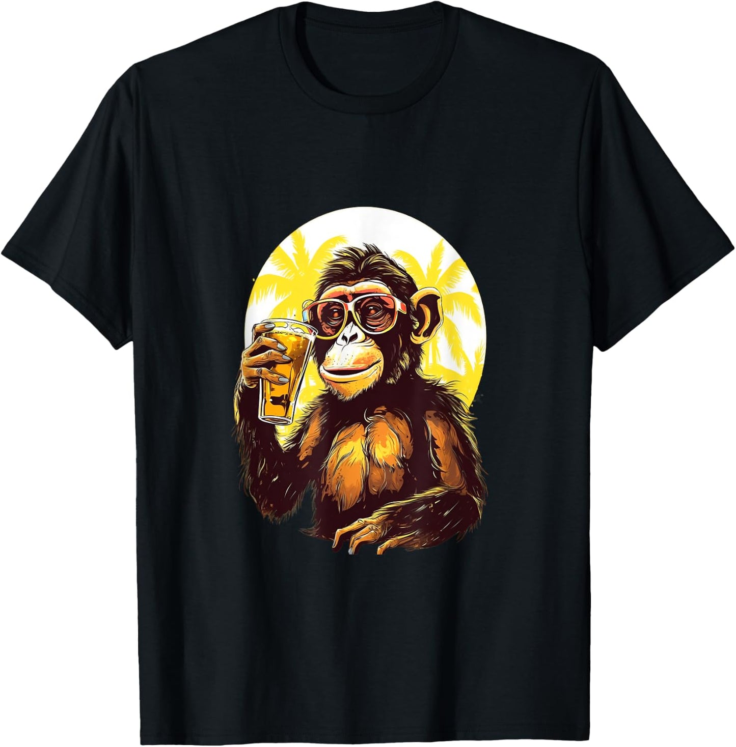 Monkey Drinking Beer Funny Beer Drinker Drunk Gorilla Ape T-Shirt - T-Shirt | Black