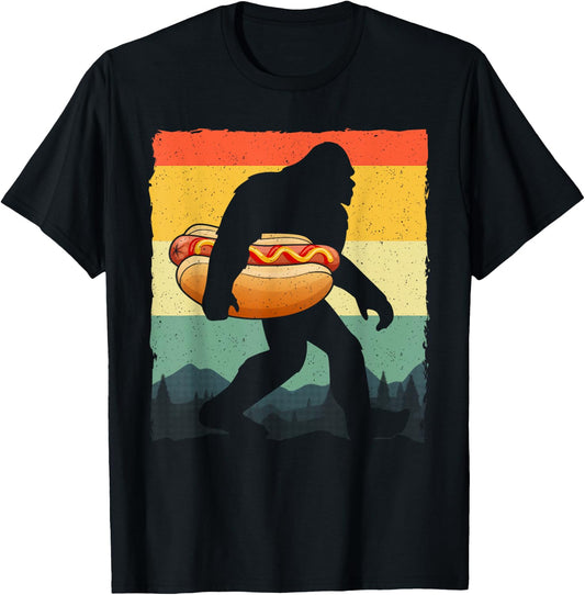Funny Hot Dog Art Women Bigfoot Hotdog Lovers T-Shirt - T-Shirt | Black