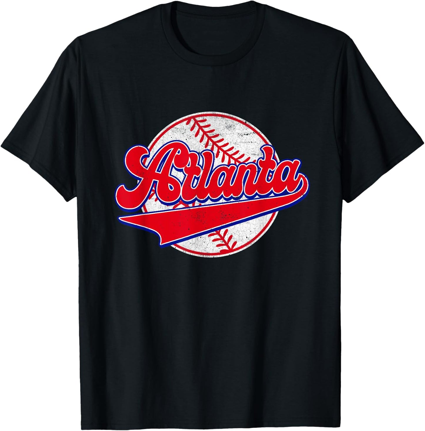 Atlanta Cityscape Vintage Baseball Men Women Kids T-Shirt - T-Shirt | Black