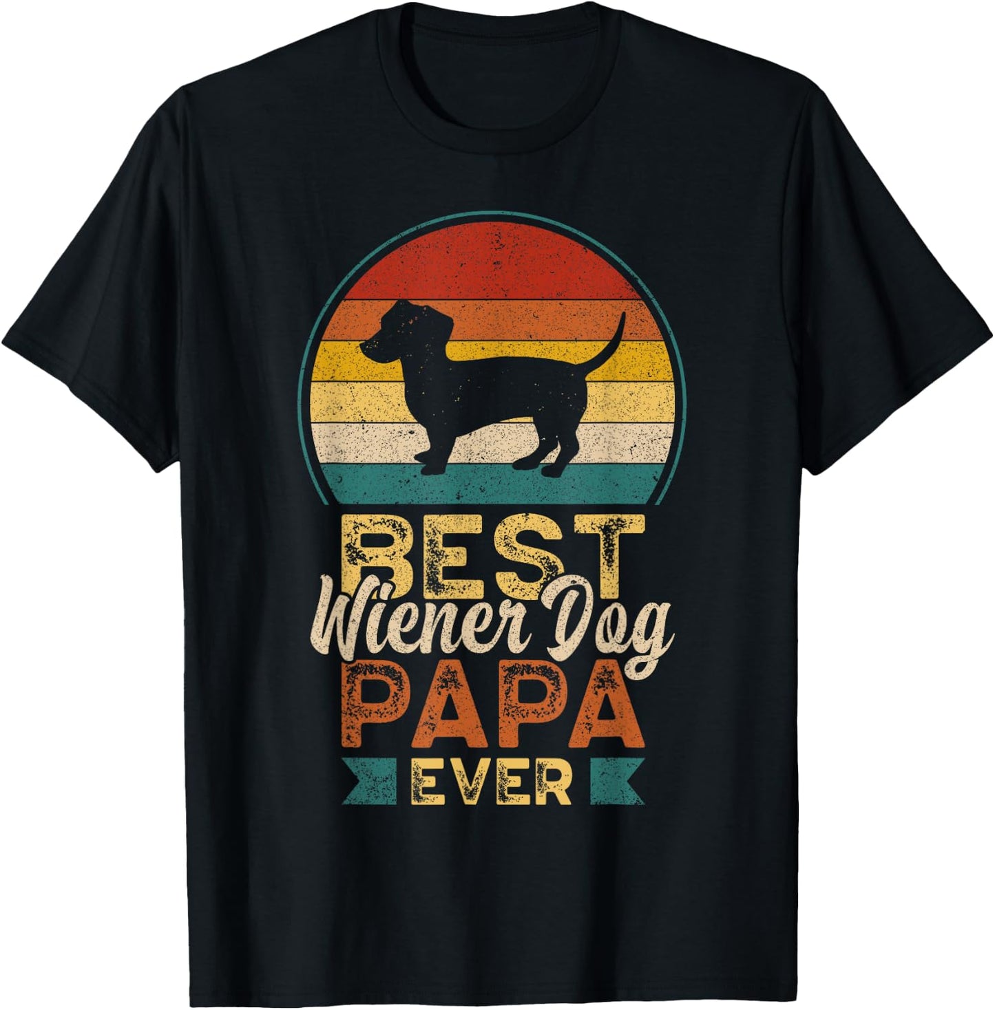Best Wiener Dog Papa Ever, Father's Day, Dachshund Grandpa T-Shirt - T-Shirt | Black
