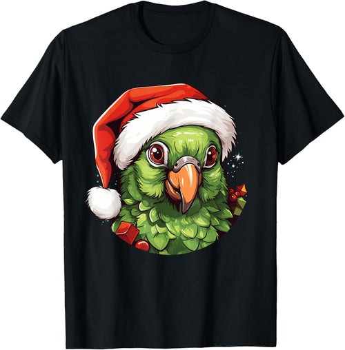 Funny Green Cheek Conure Santa Hat Christmas Parrot Bird