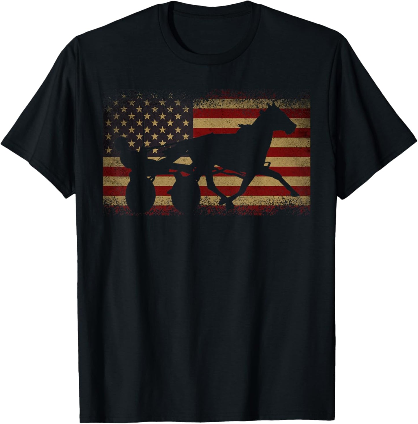 Harness Racing USA Flag T-Shirt - T-Shirt | Black