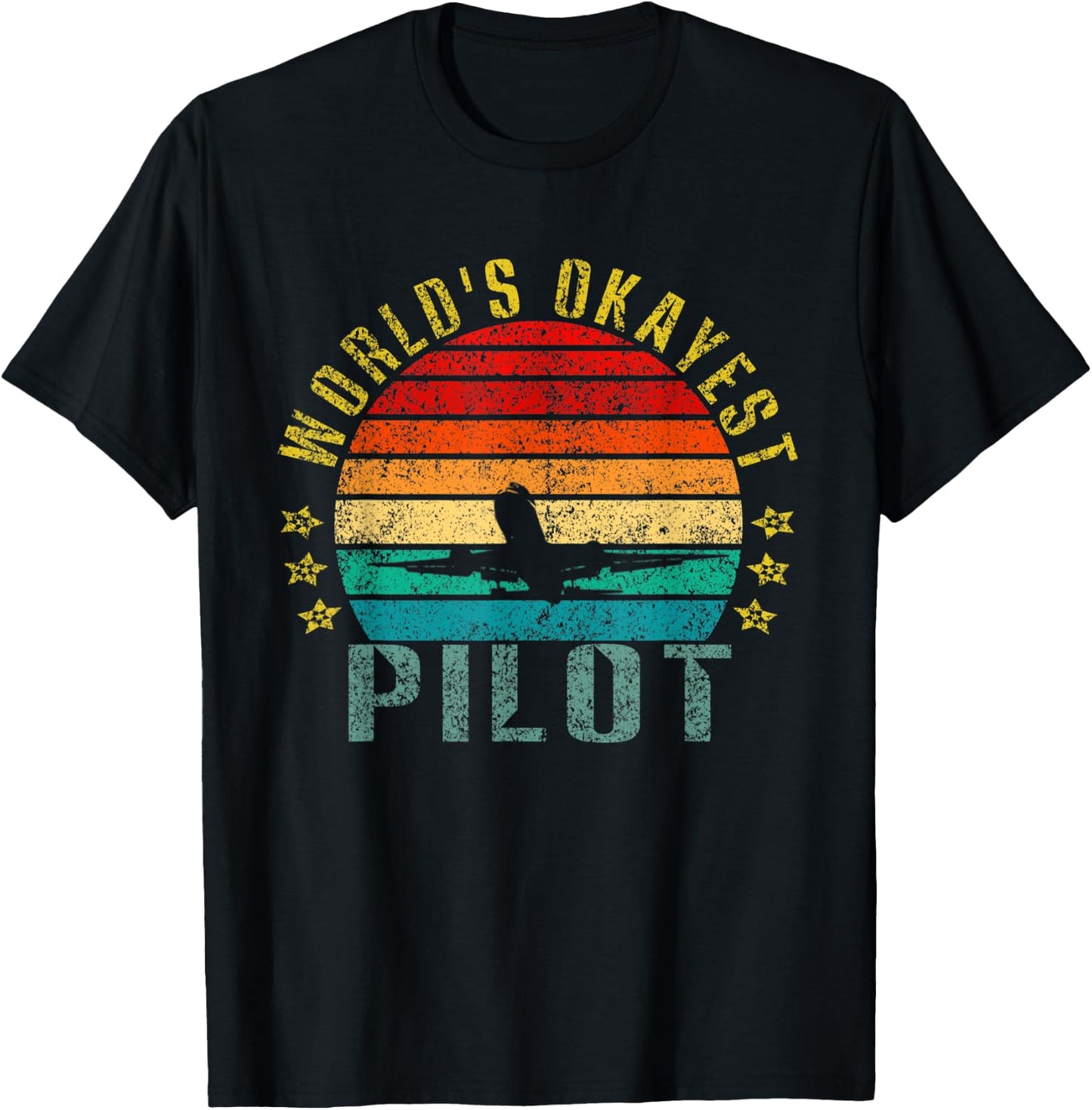 World's Okayest Pilot Funny Retro T-Shirt - T-Shirt | Black