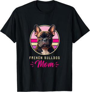 Funny French Bulldog Retro Outfits Clothes Frenchie Dog Mom T-Shirt - T-Shirt | Black
