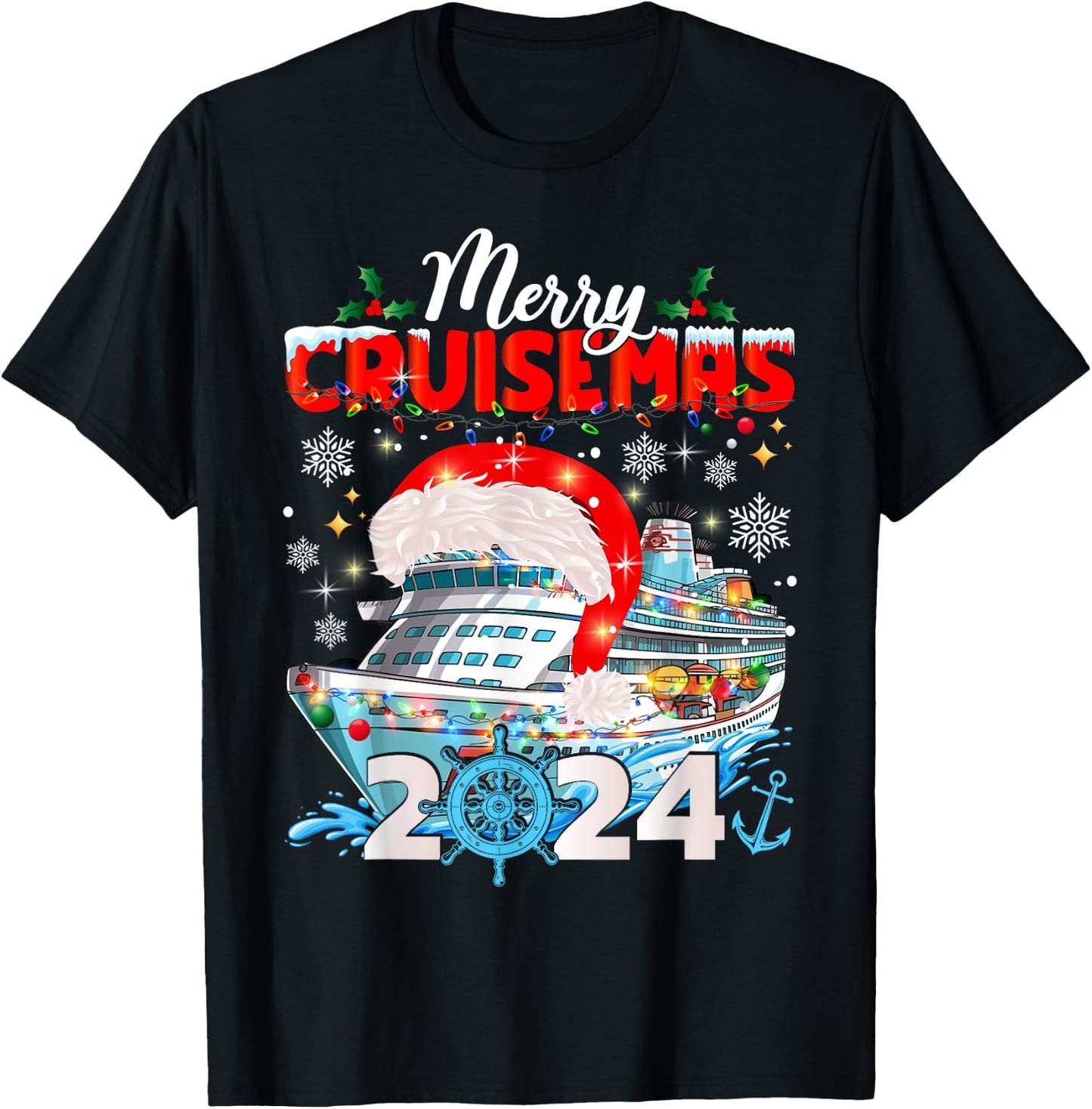 Merry Cruisemas 2024 Holidays Family Christmas Cruise T-Shirt - T-Shirt | Black