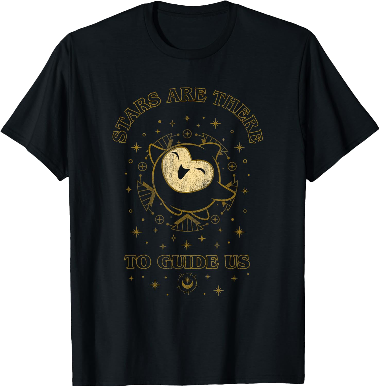 Disney Wish Stars are There to Guide Us Gold Line Art Logo T-Shirt - T-Shirt | Black