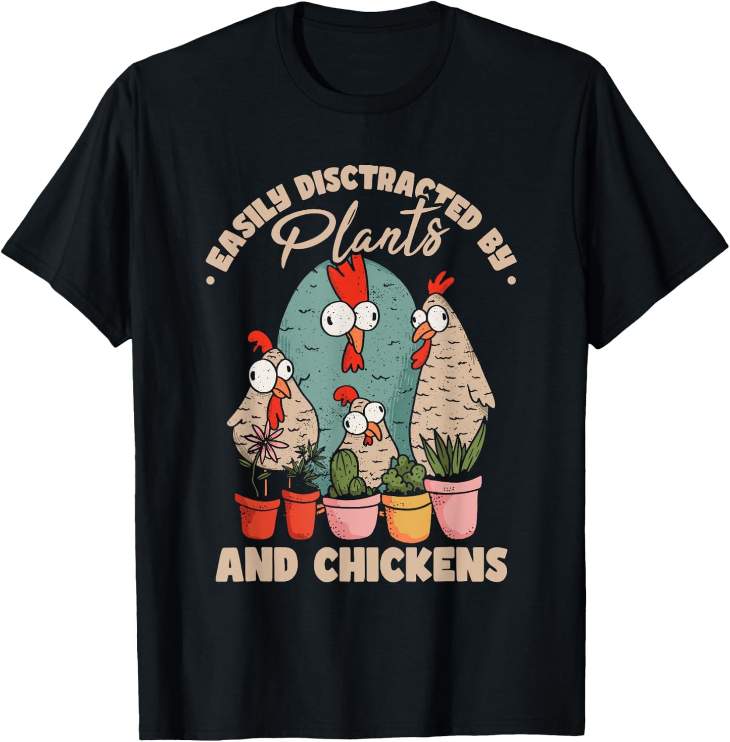 Funny Farming Gardening Plant Garden Chicken Plants T-Shirt - T-Shirt | Black