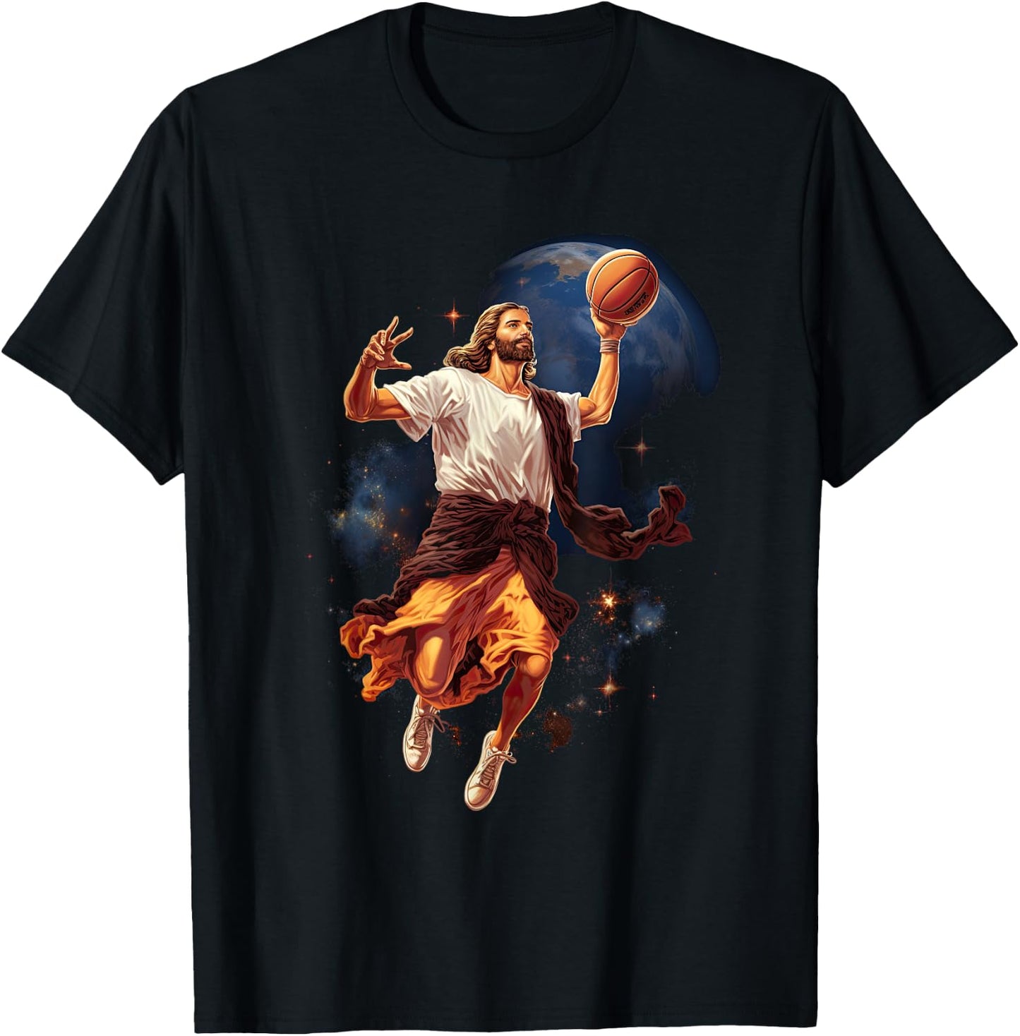 Funny Jesus Playing Basketball T-Shirt - T-Shirt | Black