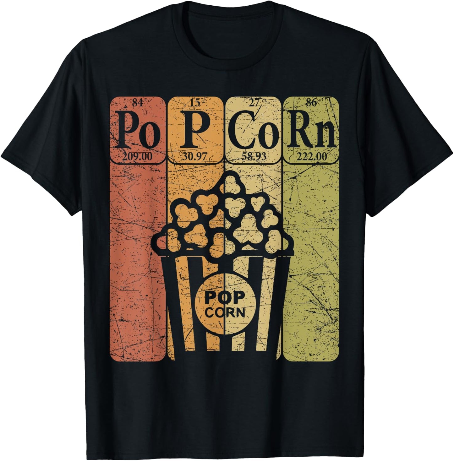 Popcorn Periodic Table Elements Cinema Lover Movie Snack T-Shirt - T-Shirt | Black