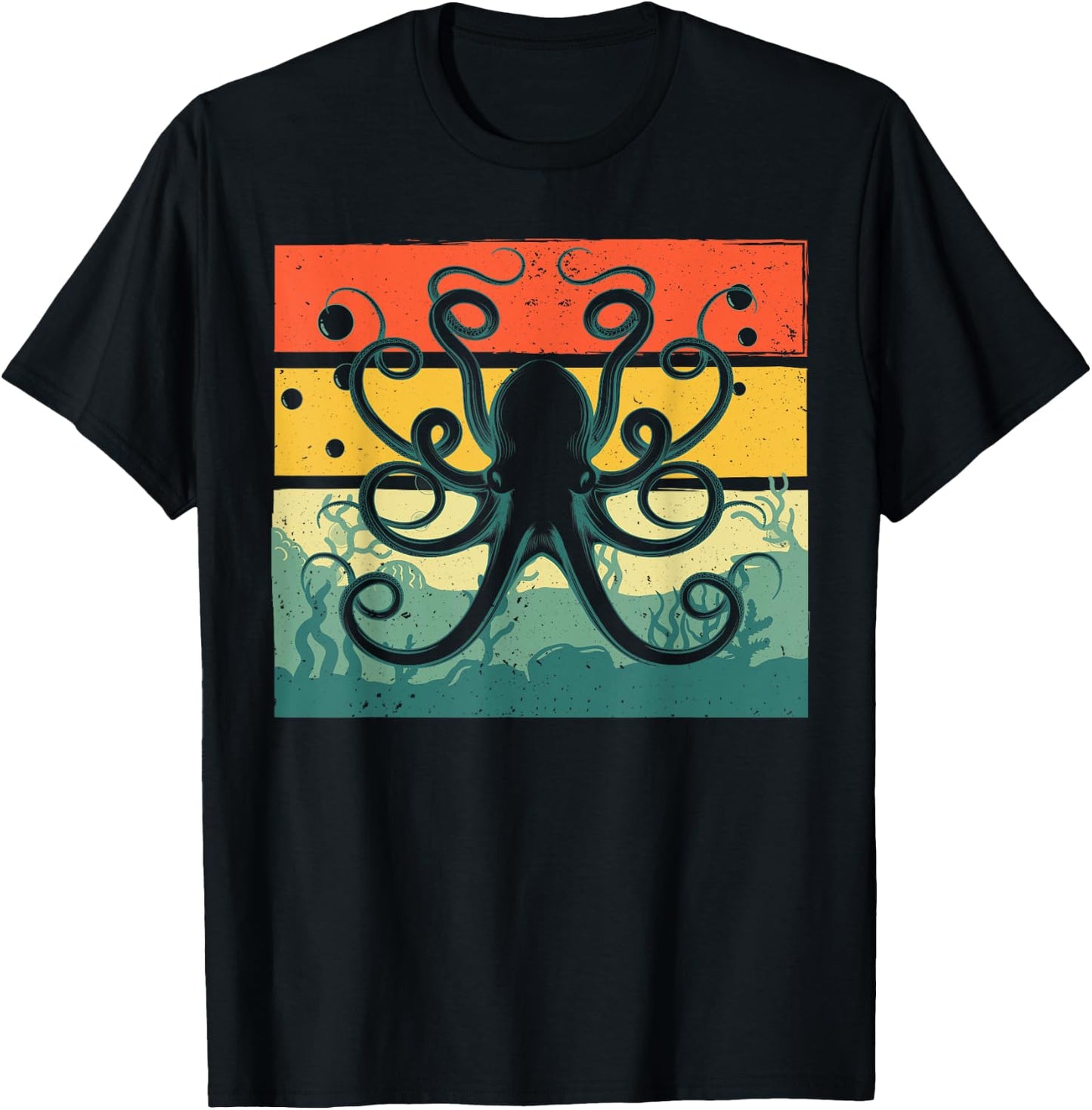 Cool Octopus Design Women Kids Vintage Octopus Lover T-Shirt - T-Shirt | Black