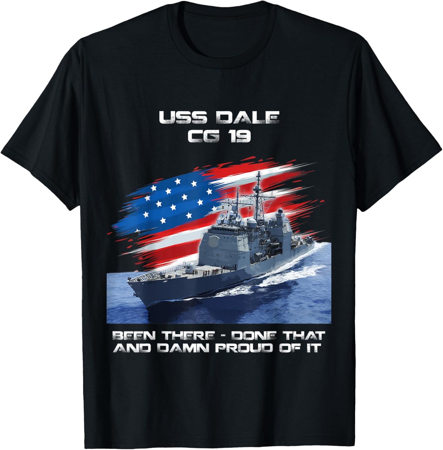 USS Dale CG-19 Class Cruiser American Flag Veteran Xmas Men T-Shirt - T-Shirt | Black