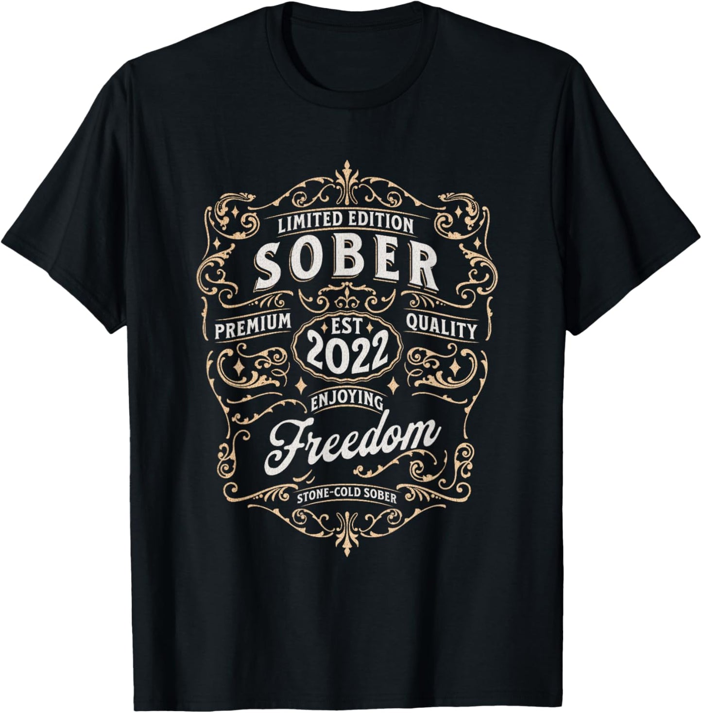 Vintage Sober Since 2022, Sobriety, Sober Anniversary T-Shirt - T-Shirt | Black