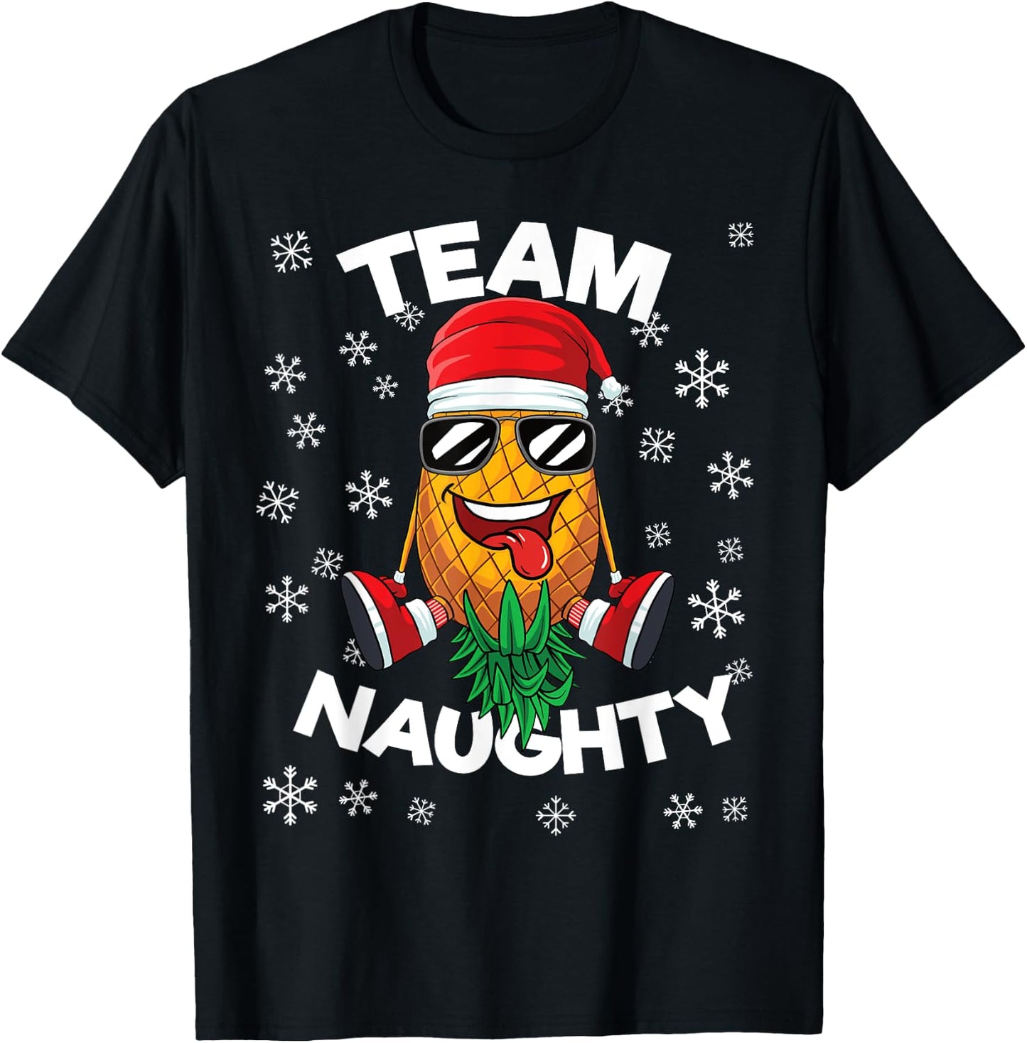 Christmas Upside Down Pineapple Team Naughty Santa Swinger T-Shirt - T-Shirt | Black