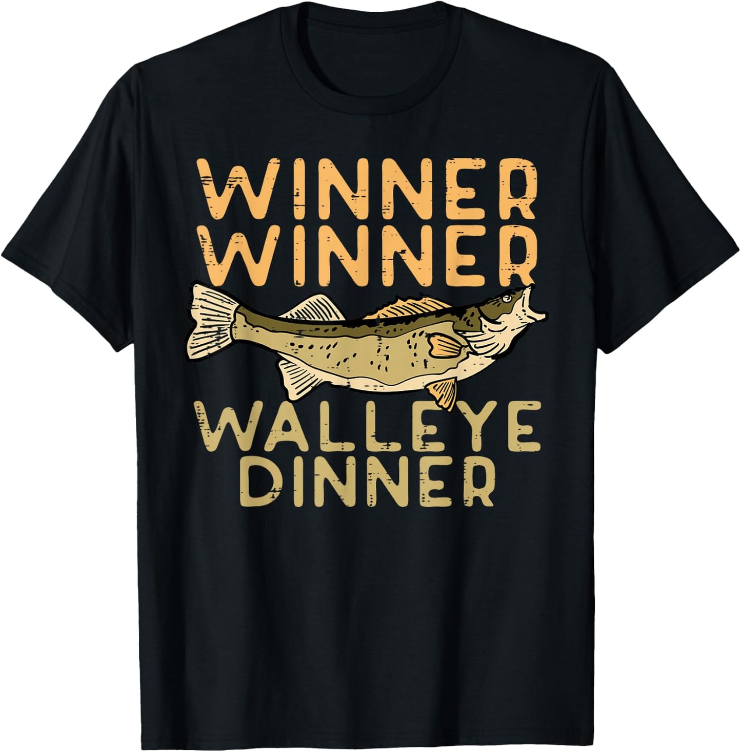 Winner Walleye Dinner Fishing Funny Fisherman Men Women Kids T-Shirt - T-Shirt | Black