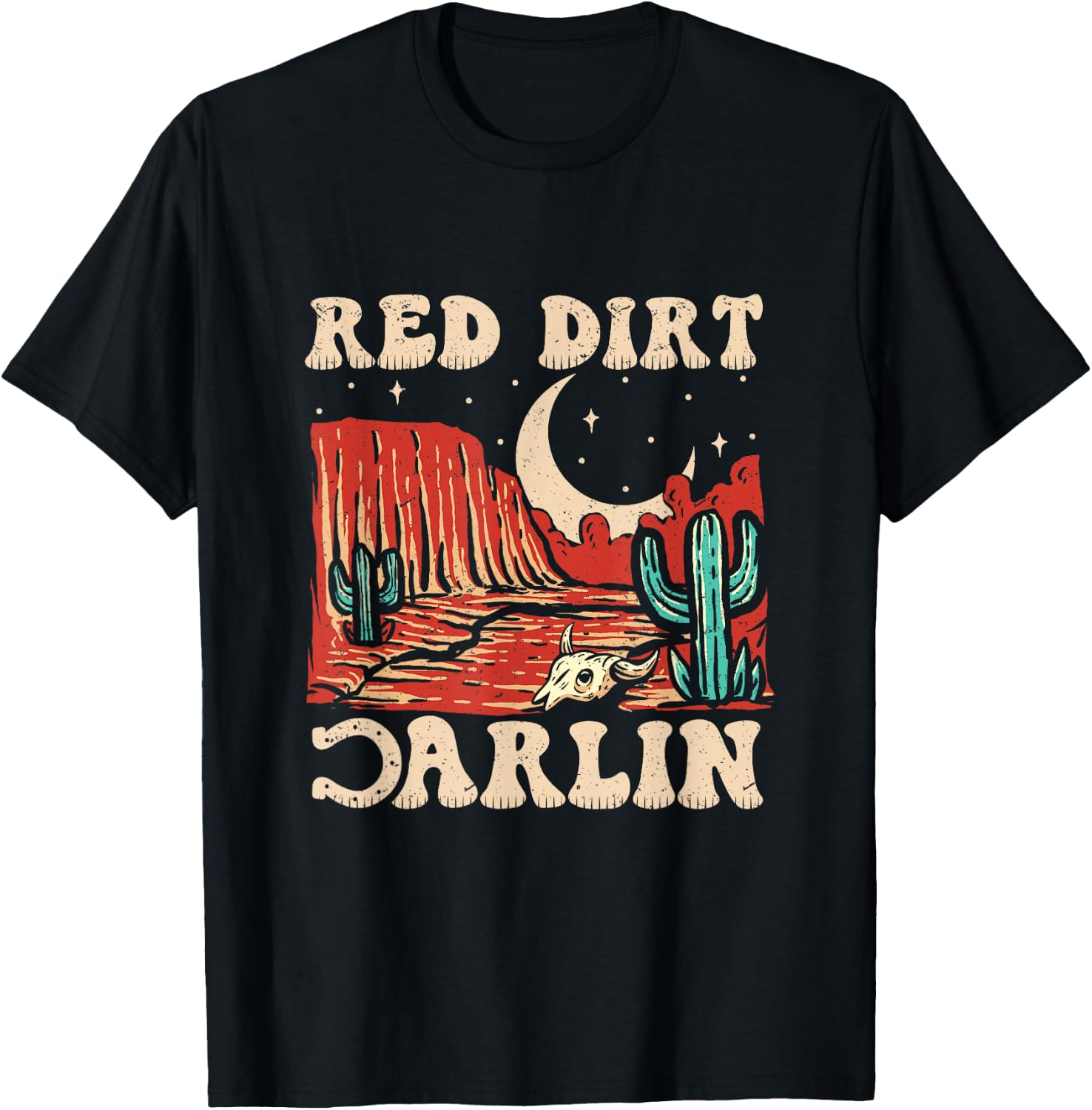Red Dirt Country Music Western Theme T-Shirt - T-Shirt | Black