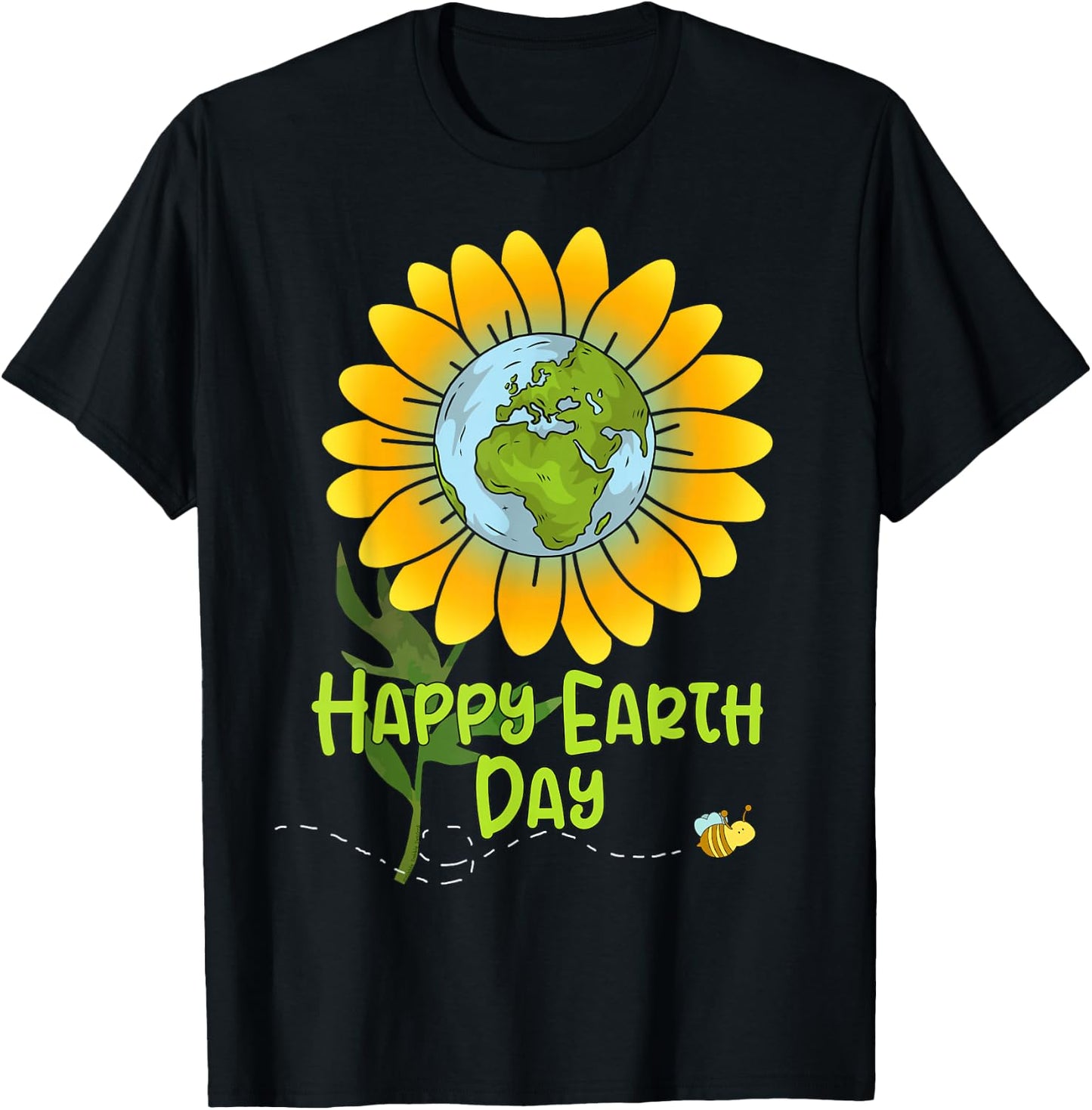 Happy Earth Day Every Day Sunflower Kids Teachers Earth Day T-Shirt - T-Shirt | Black