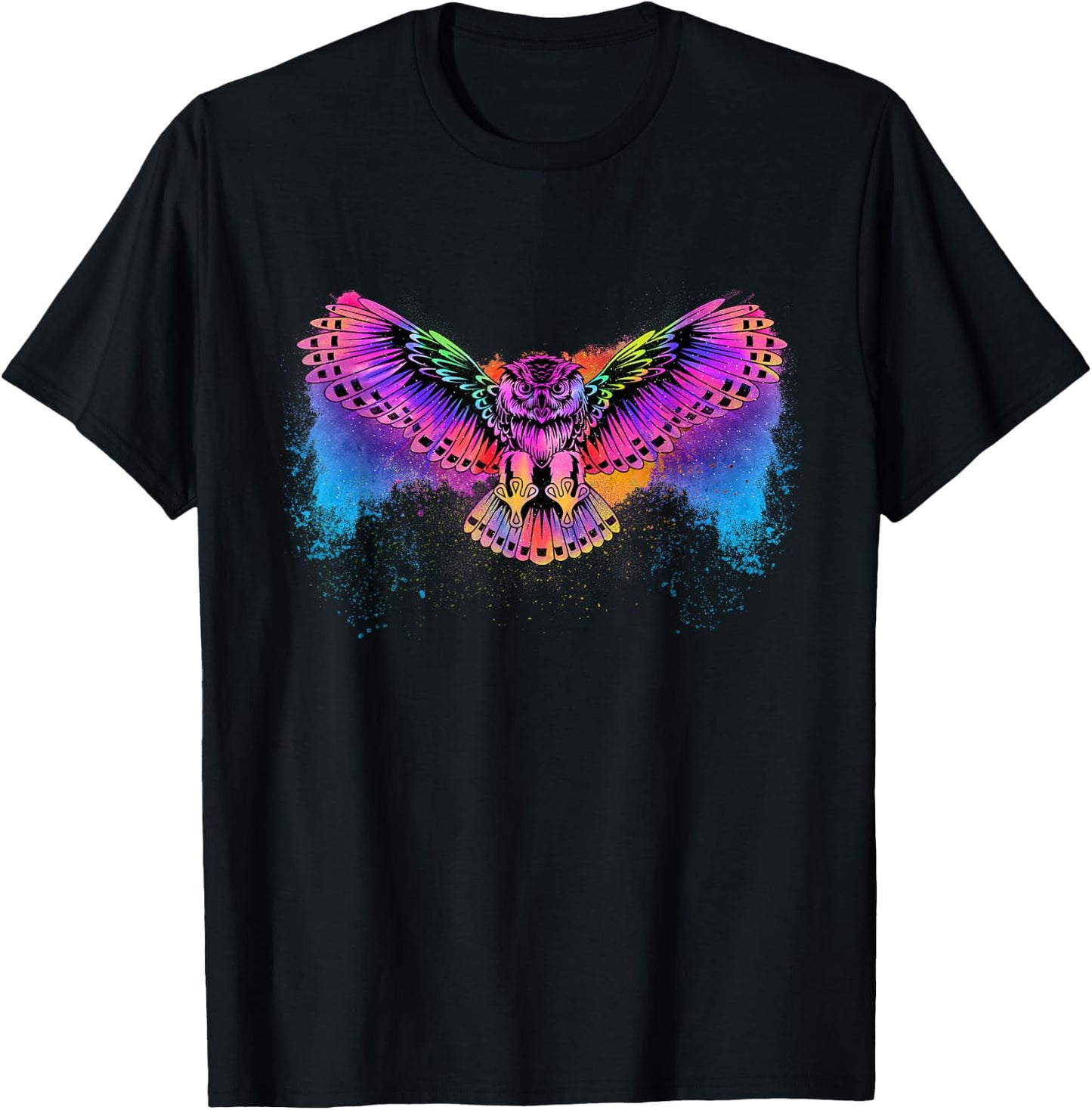 Flying Owl - Artistic Owlet Birds Animal Lover Ornithologist T-Shirt - T-Shirt | Black