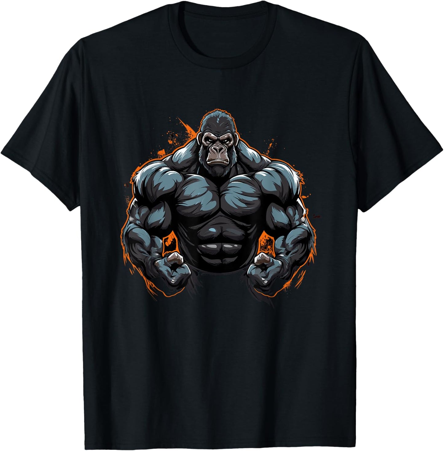Gorilla Flexing, Weightlifting Gym Workout Bodybuilding T-Shirt - T-Shirt | Black