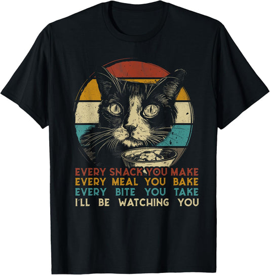 Every snack you make cat cat breed Meow retro T-Shirt - T-Shirt | Black
