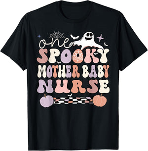 Spooky Mother Baby Nurse Halloween Postpartum Nurse T-Shirt - T-Shirt | Black