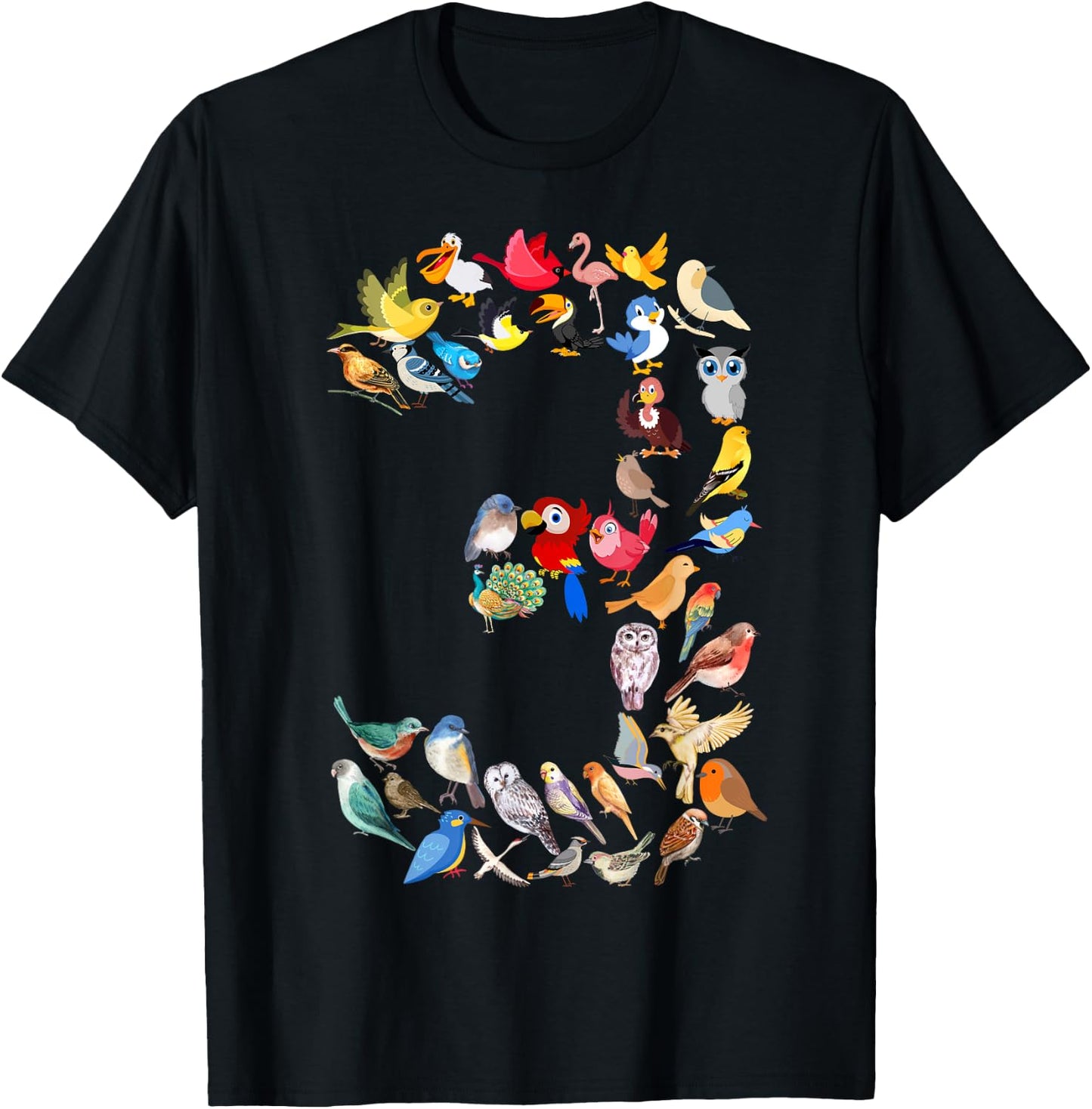 Toddler 3rd Birthday Birds Themed 3 Year Old Kids Bird Lover T-Shirt - T-Shirt | Black