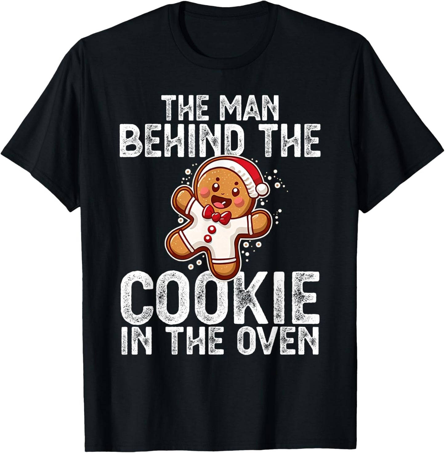 Christmas Baby Announcement Man Behind the Cookie Bump Dad T-Shirt - T-Shirt | Black