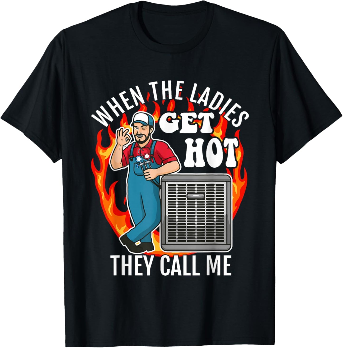 Funny HVAC Technician Air Conditioning Engineer Tech T-Shirt - T-Shirt | Black