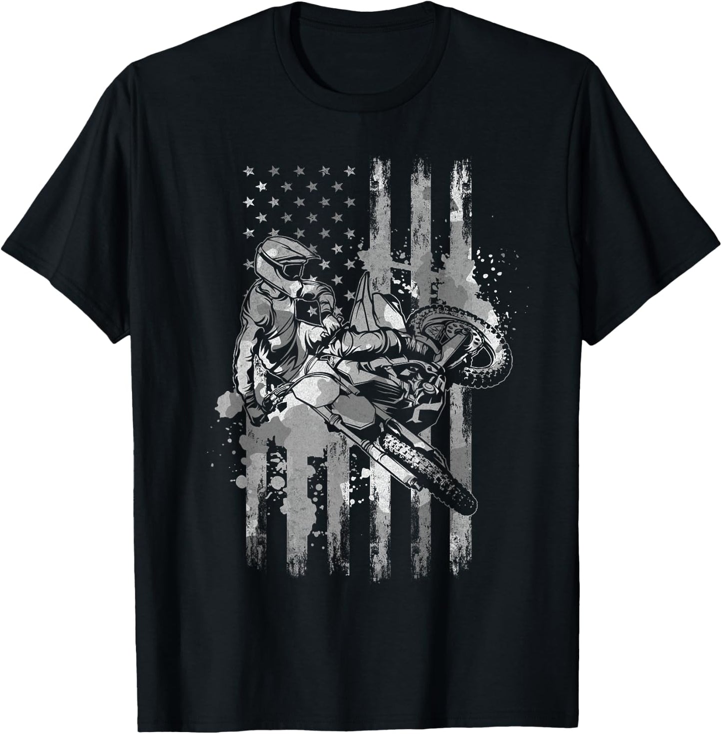 Freestyle Motocross American Flag I Motorcycle Supercross Women Men T-Shirt - T-Shirt | Black