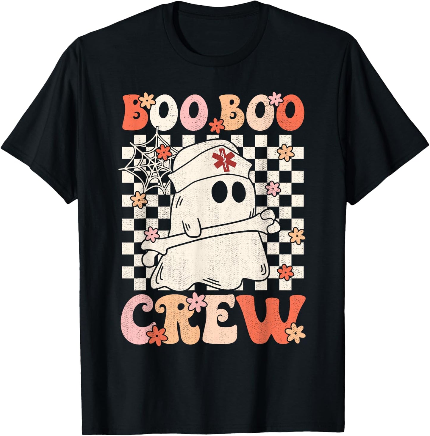Groovy Boo Boo Crew Nurse Ghost Paramedic EMT EMS Halloween T-Shirt - T-Shirt | Black