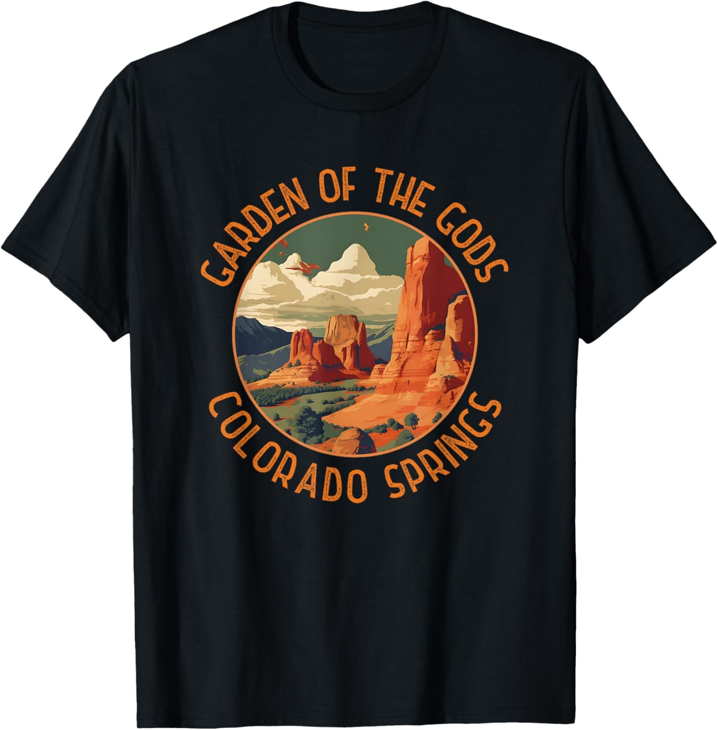 Garden of The Gods Colorado Springs Distressed Circle T-Shirt - T-Shirt | Black
