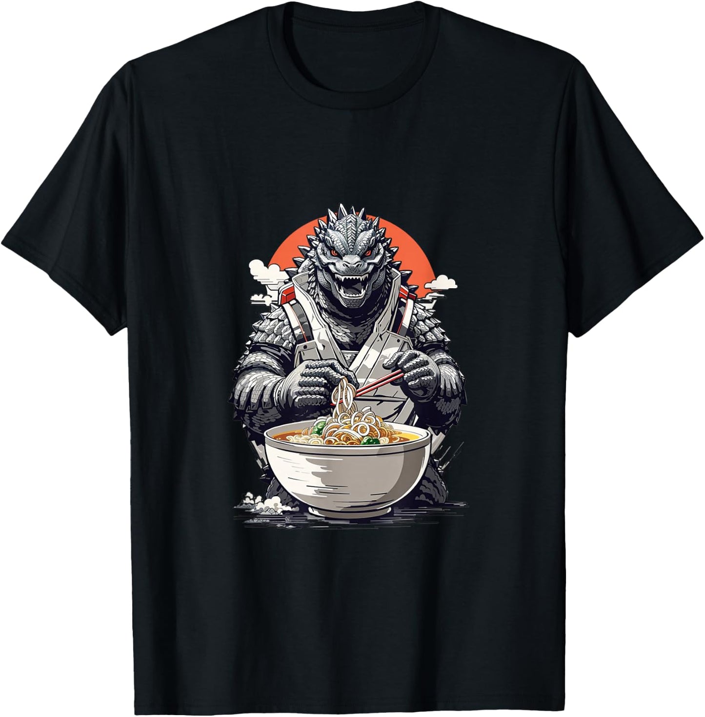 Japanese Monster Kaiju Eating Ramen T-Shirt - T-Shirt | Black