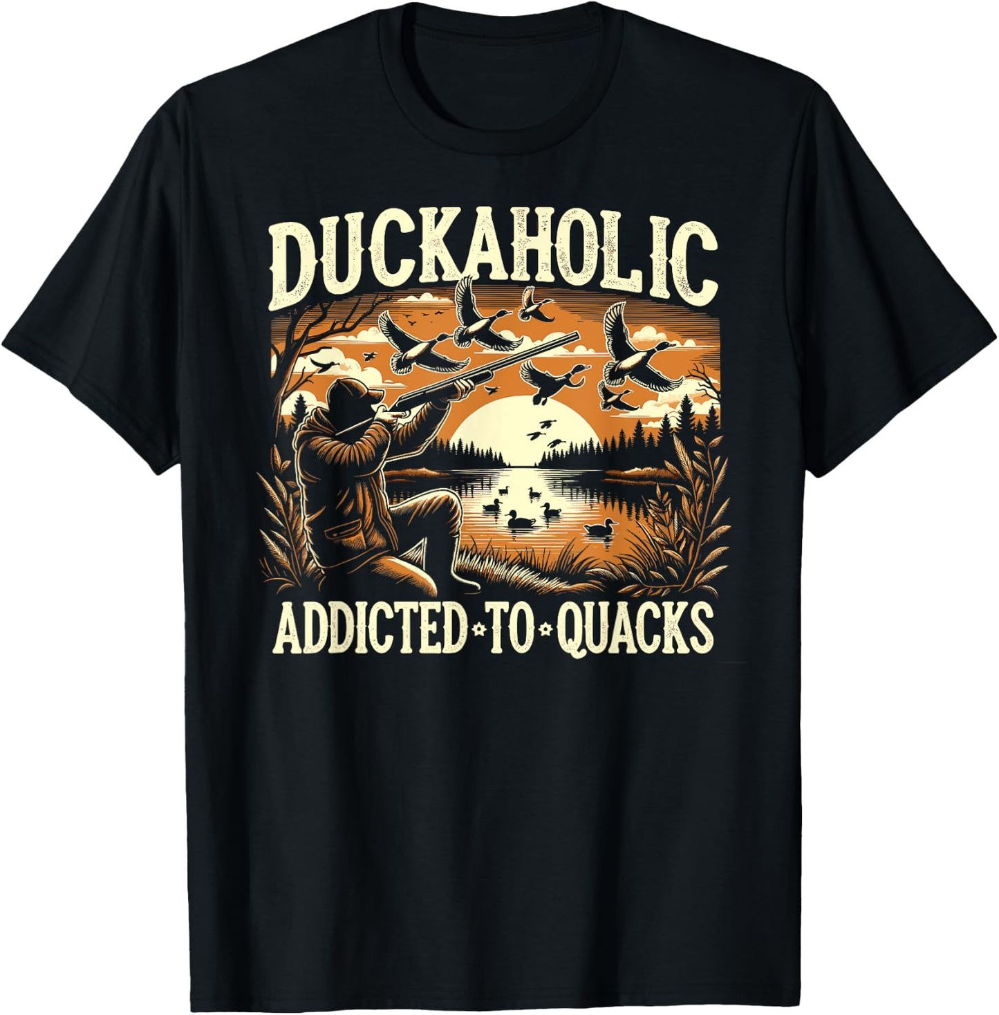 Duck Hunter, Duckaholic, Waterfowl Duck Hunting T-Shirt - T-Shirt | Black