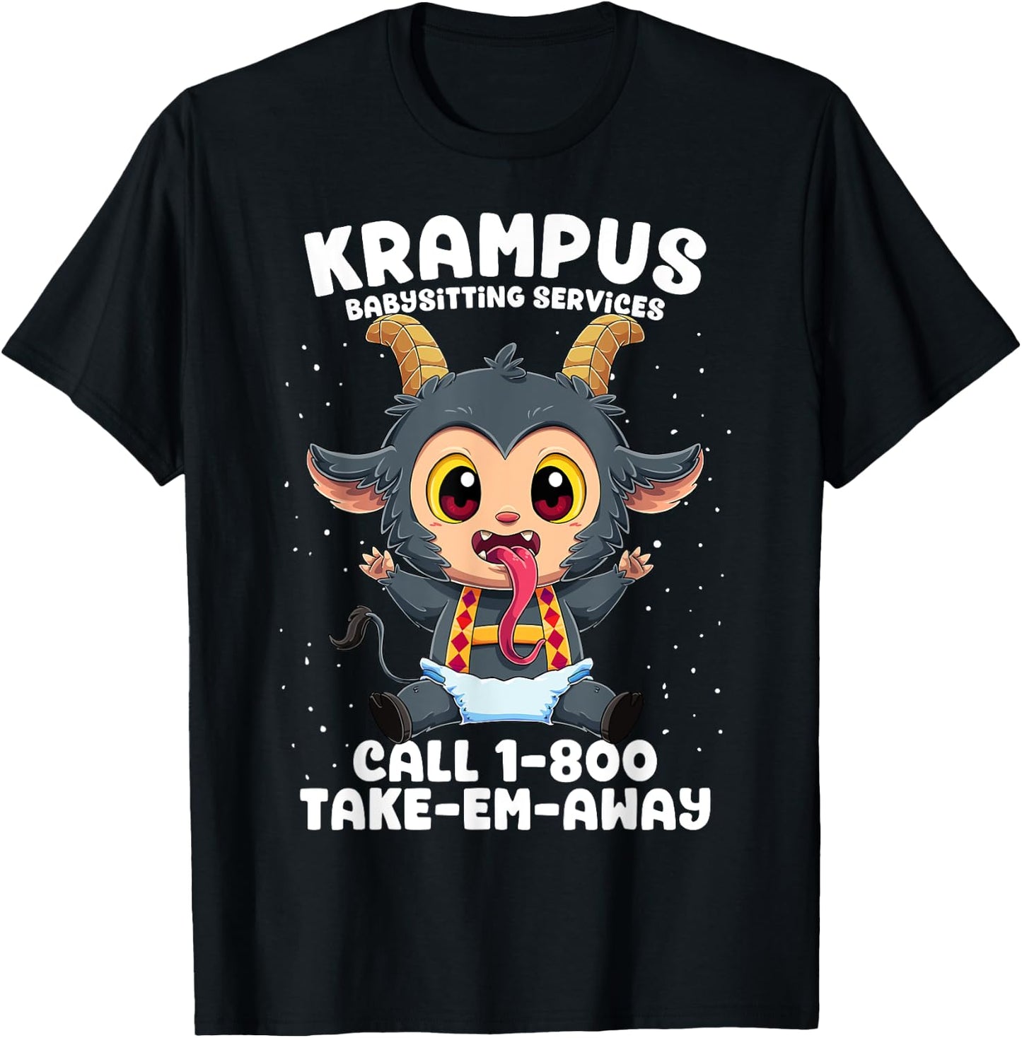 Krampus Babysitting Services Germanic Christmas Demon Horror T-Shirt - T-Shirt | Black