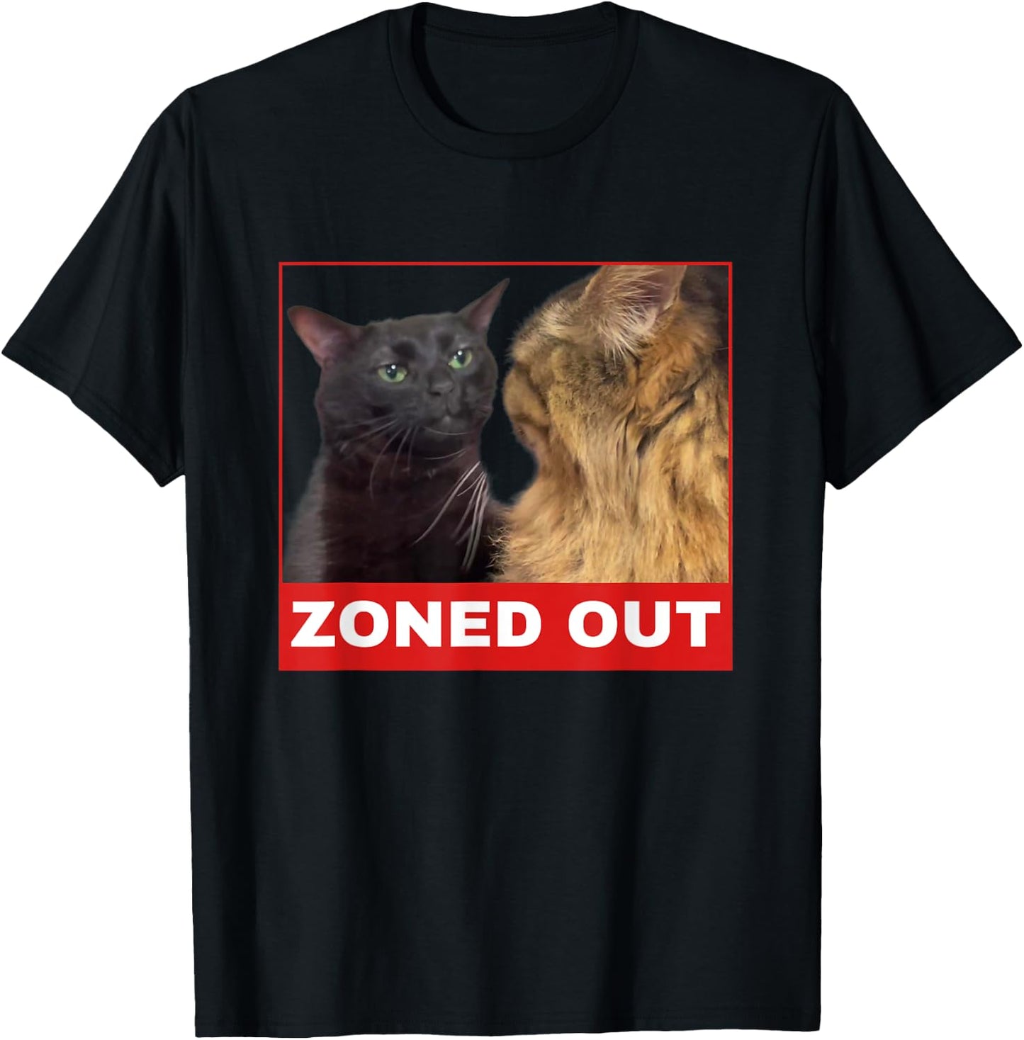 Black Cat Zoning Out , funny cat zoning meme Women Girls Kids T-Shirt - T-Shirt | Black