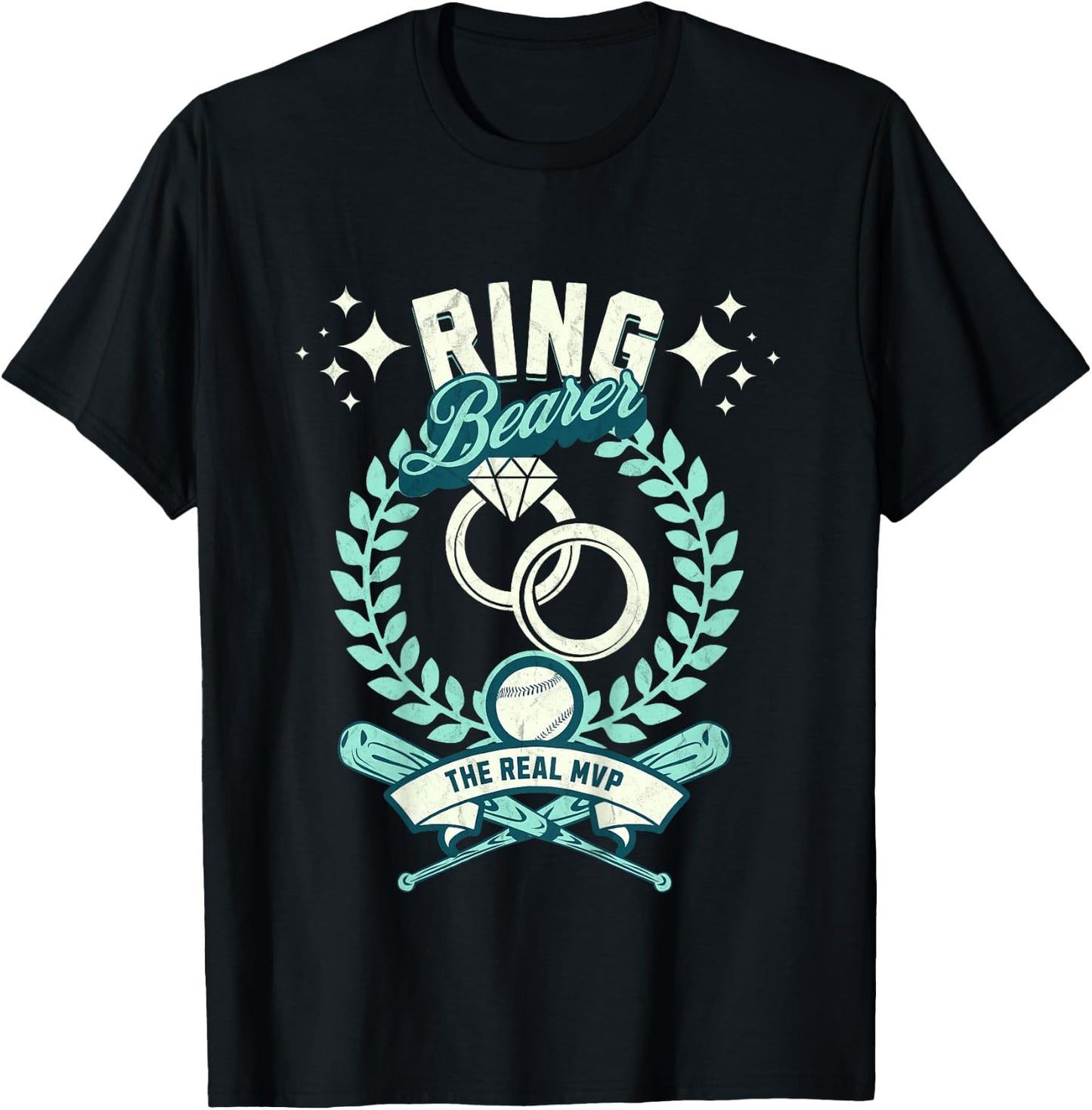 Kids The Real MVP Ring Bearer Gifts for Little Boys Baseball T-Shirt - T-Shirt | Black