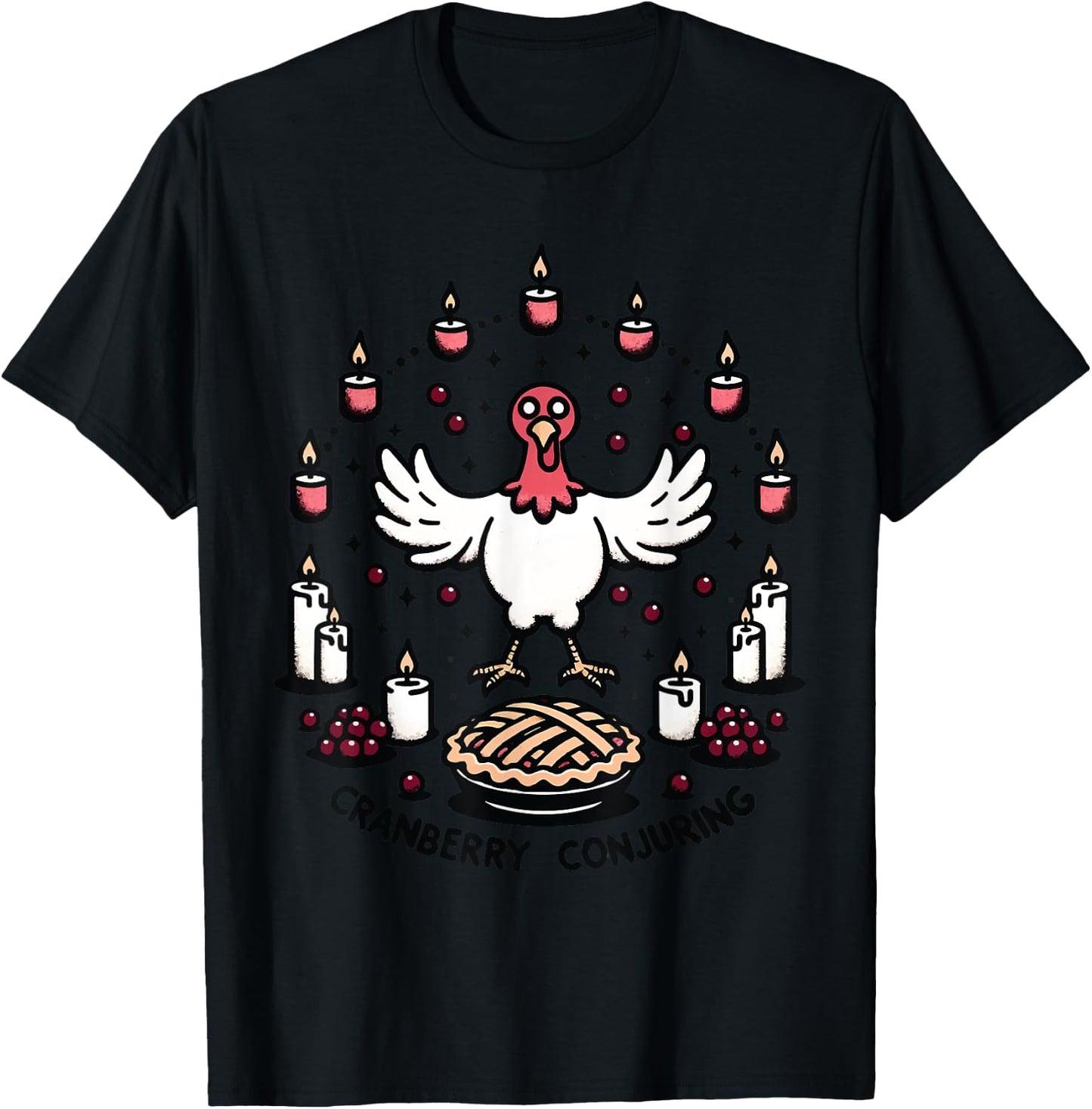 Cranberry Conjuring - Enchanted Thanksgiving Turkey Magic T-Shirt - T-Shirt | Black
