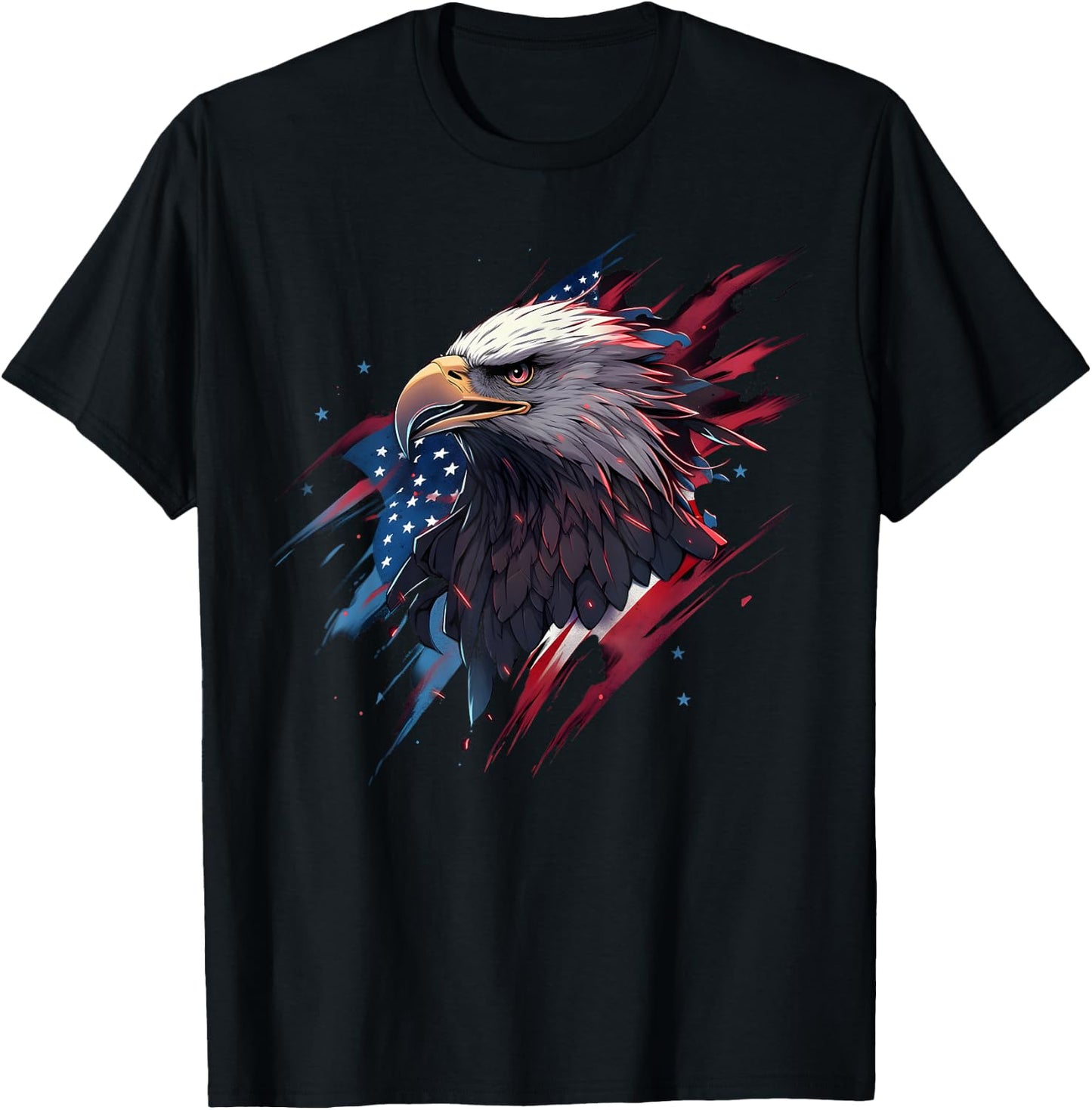 Eagle Bird 4th of July American Flag Veterans Memorial T-Shirt - T-Shirt | Black