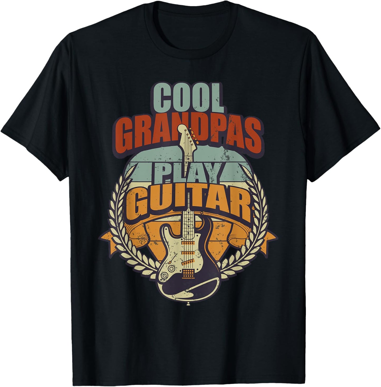 Cool Grandpa Playing Guitar Funny Grandpa T-Shirt - T-Shirt | Black