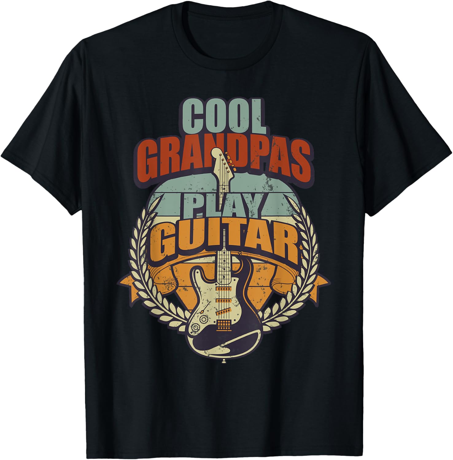 Cool Grandpa Playing Guitar Funny Grandpa T-Shirt - T-Shirt | Black