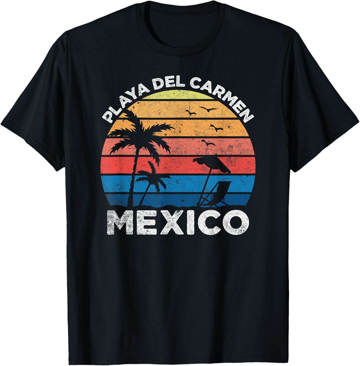 Playa Del Carmen Mexico Retro Vintage Vacation Novelty T-Shirt - T-Shirt | Black