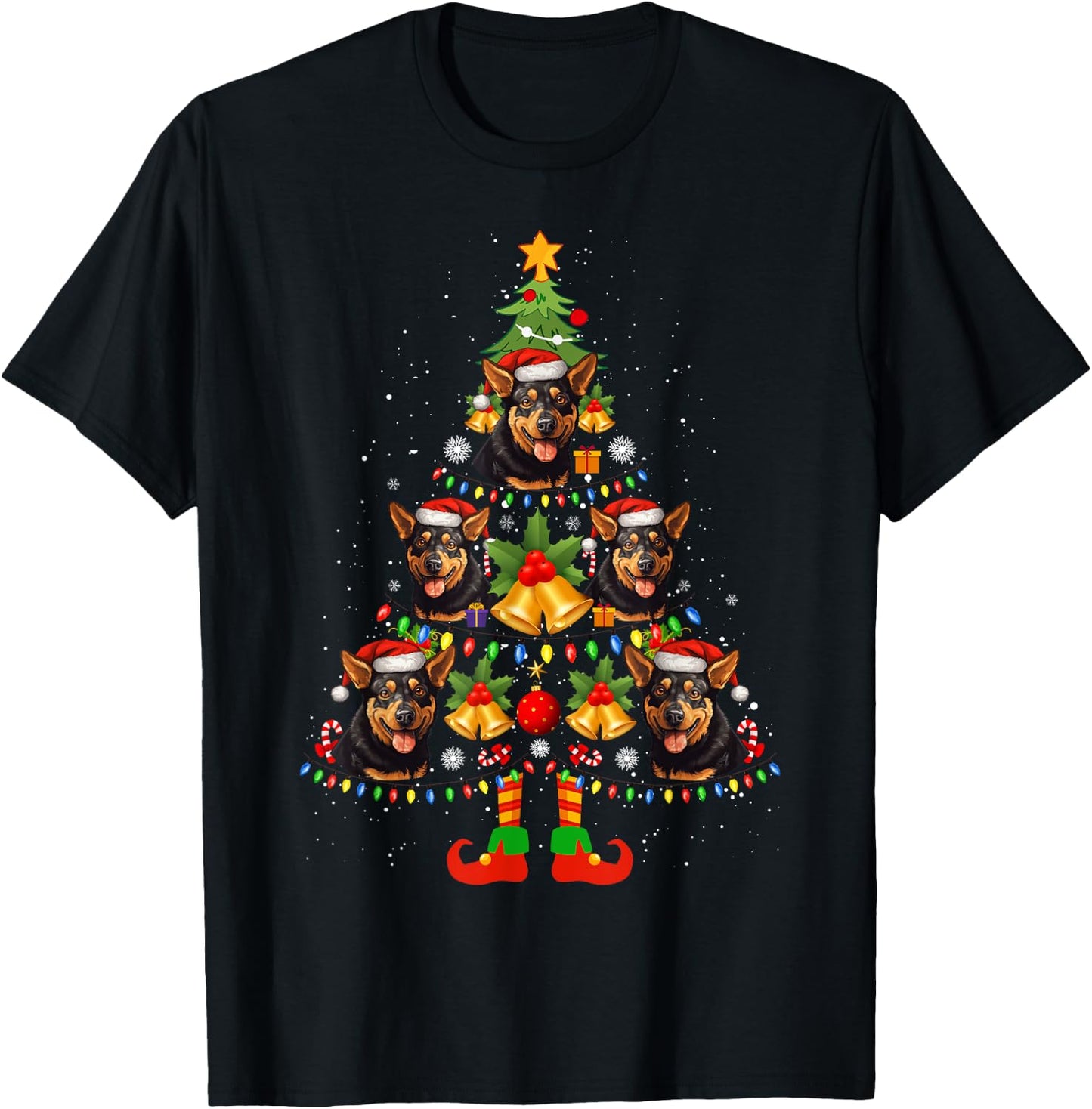 Lancashire Heeler Christmas Tree Gifts Funny Xmas Dog Lover Men Women T-Shirt - T-Shirt | Black