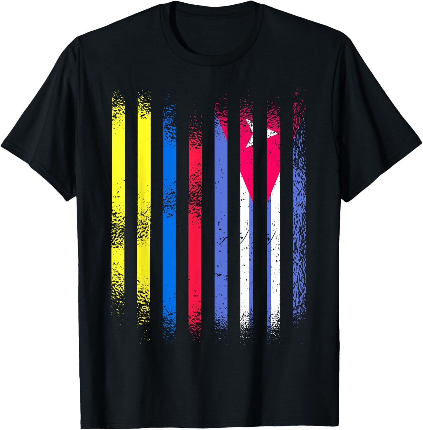 Colombia Flag Cuba Grown Country Flags Stripes T-Shirt - T-Shirt | Black