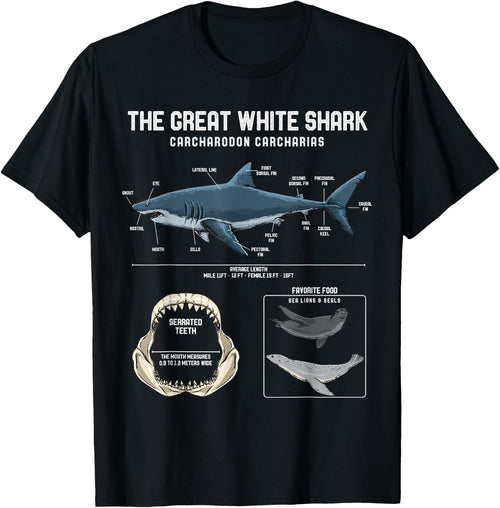 Great White Shark Anatomy Shirt - Shark Marine Biologist