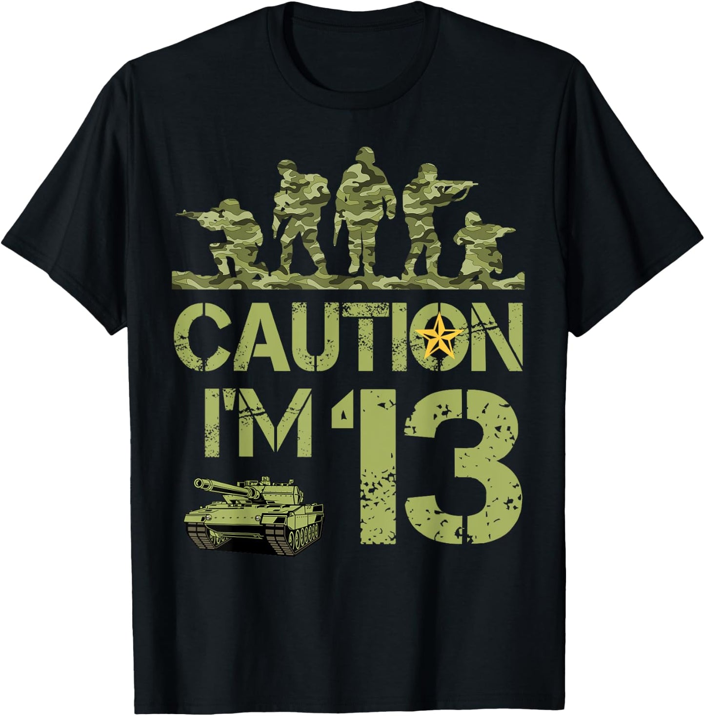 13th Birthday Military I'm 13 Year Old Soldier Camo Birthday T-Shirt - T-Shirt | Black