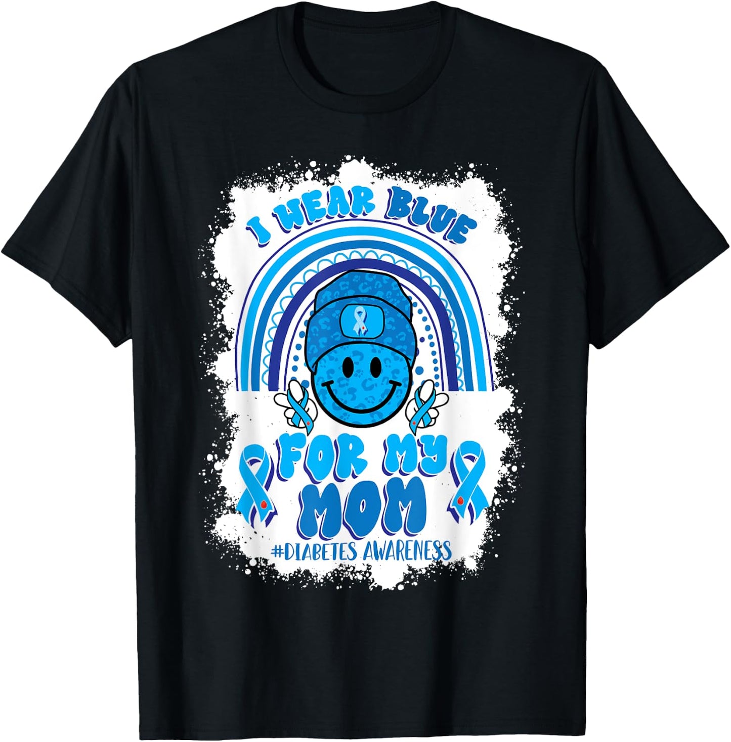 I Wear Blue For My Mom Support Diabetes Awareness T-Shirt - T-Shirt | Black