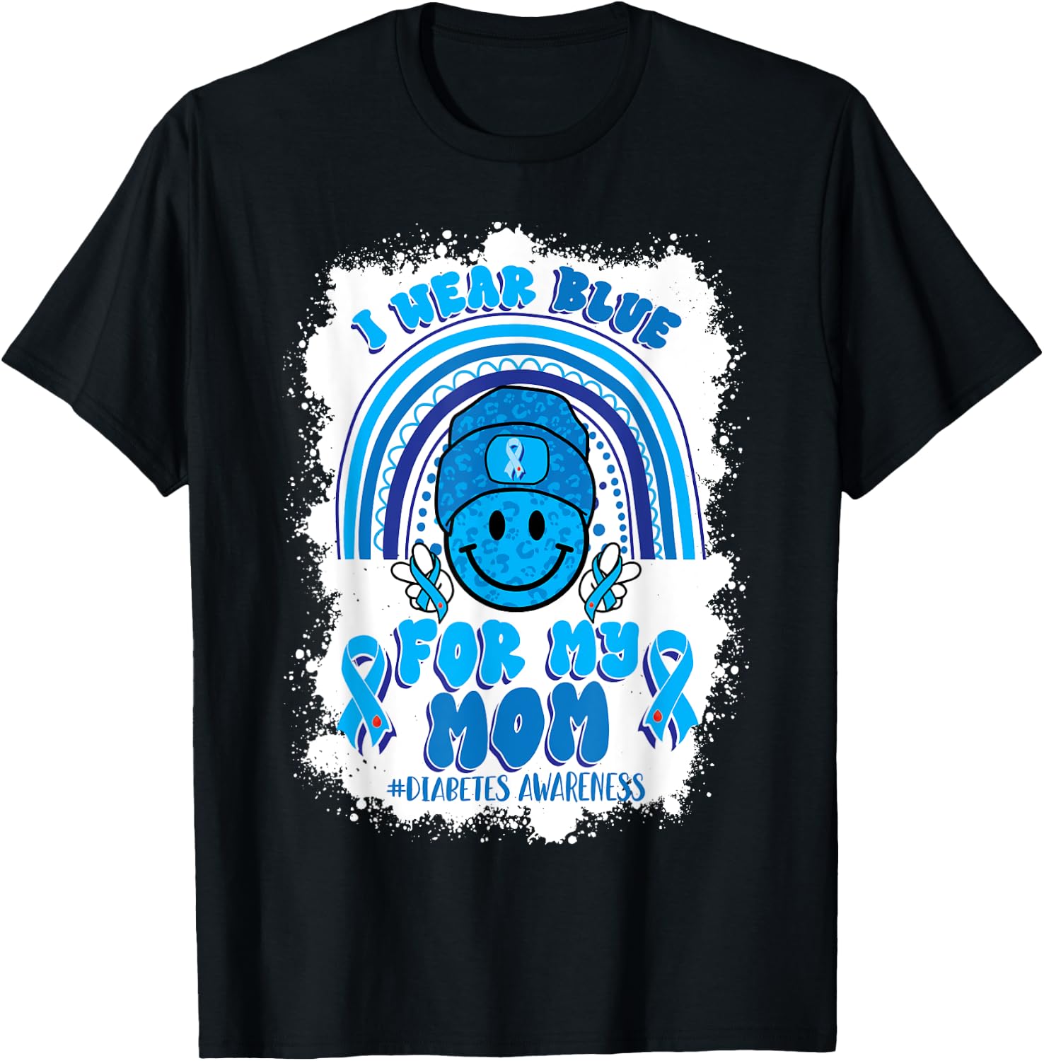 I Wear Blue For My Mom Support Diabetes Awareness T-Shirt - T-Shirt | Black
