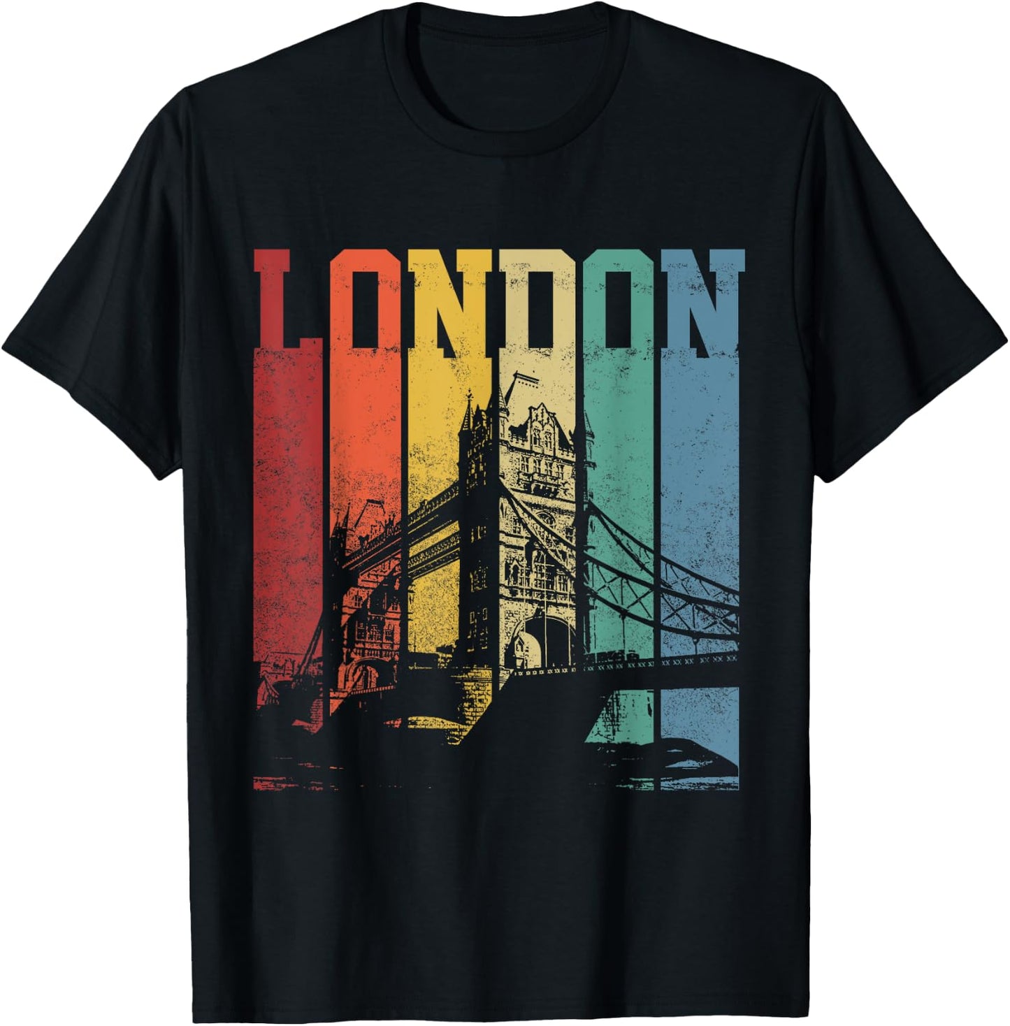 London City Tower Bridge England United Kingdom Vintage T-Shirt - T-Shirt | Black