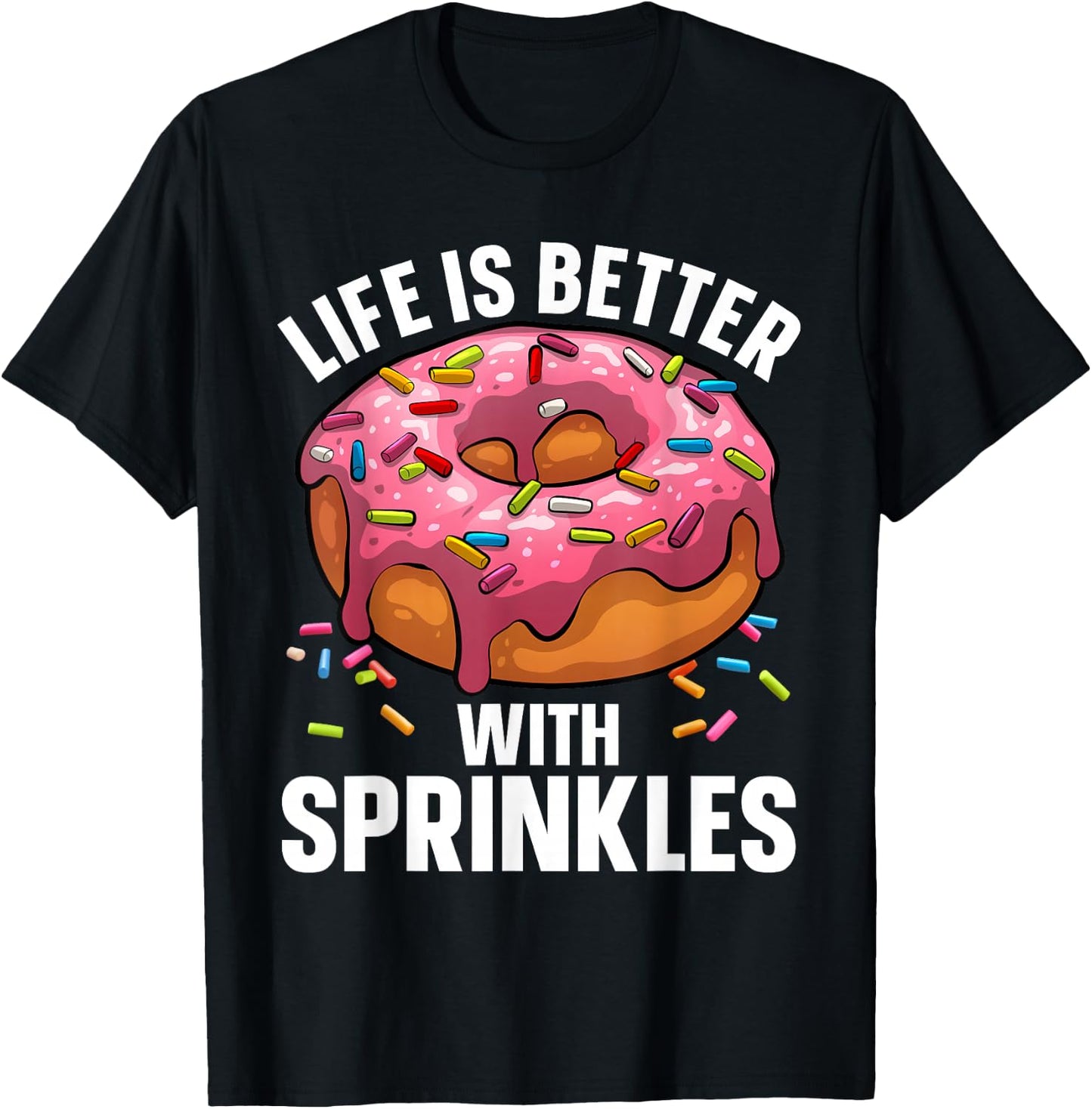 Cool Donut Design Women Kids Doughnut Donut Lover T-Shirt - T-Shirt | Black